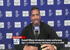 Russell Wilson gives his introductory news conference after signing with Giants